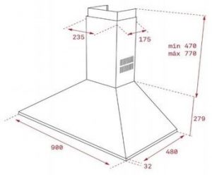 Tamaño Campana extractora Teka DBB 60/70/90